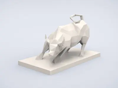 Printable Wall Street Bull Lowpoly Style 3D print model