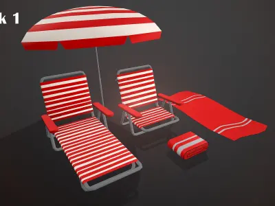 BEACH ASSETS Low-poly 3D model order