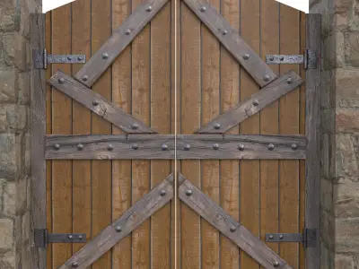 Wooden Farm Gate Low-poly 3D model