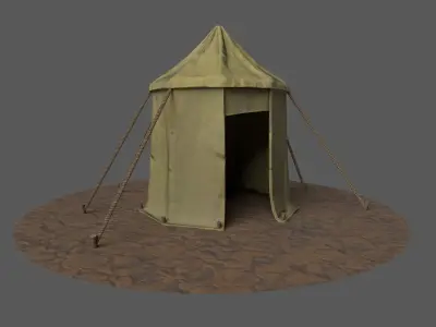 Stylized Medieval Market Tent and Food Crates Low-poly 3D model
