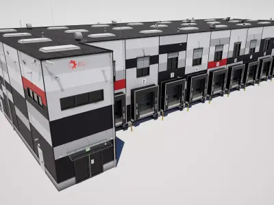  Industrial Warehouse Building Low-poly 3D model