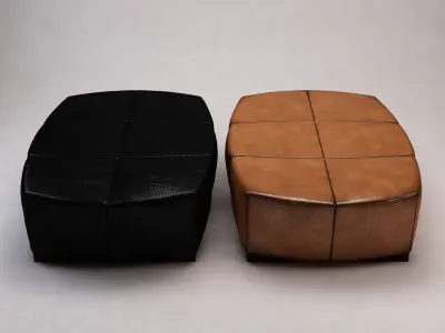 BANQUETTE---Leather tan leather ottoman 3D model
