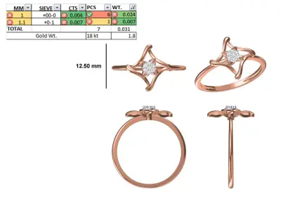 Women Light Weight Ring STL OBJ FBX JCD Details 3D print model