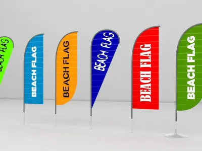 beach flags flags stand outdoor garden golf forest summer 3D model