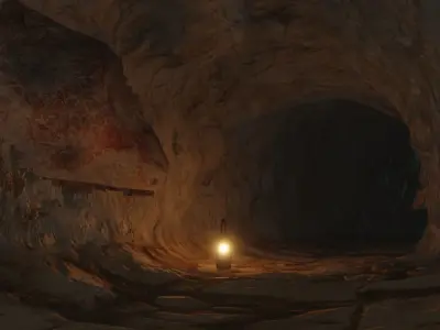 Medieval Cave realistic cave Low-poly 3D model