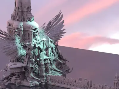 Angelic themed model with Hell themed models 3D model
