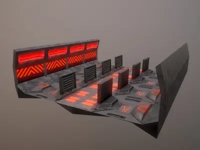 Sci-fi Corridor  Low-poly 3D model