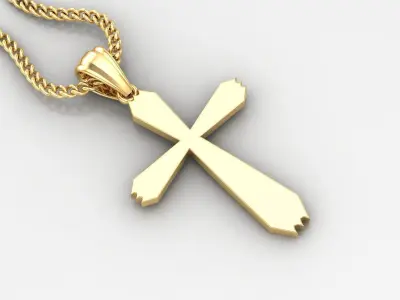 Light Gold 18K Cross Pendant 1CP006 3D print model