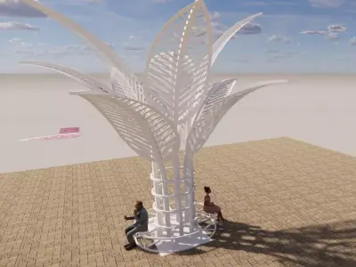 palma palm tree with two people 3D model