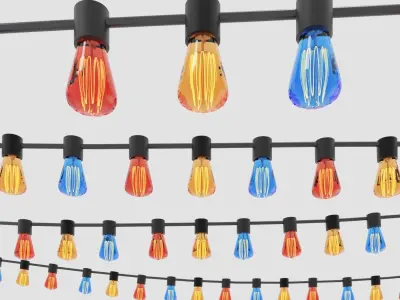 Coloured lights Low-poly 3D model