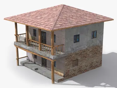 Slum e wooden house Low-poly 3D model