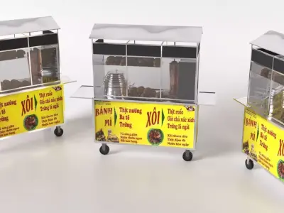 Doner Kebab Street Food Cart  Realistic 3D Model 3D model