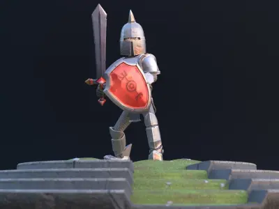 Stylized Low Poly Animated Knight Low-poly 3D model