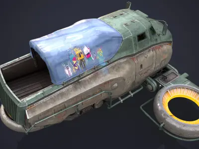 Sci-Fi Flying Hover Truck Space Fighter 3D model