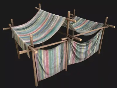Large Fair Tent Stall Low-poly 3D model