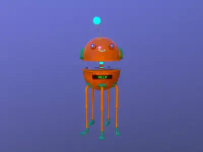 Burfie orange robot Low-poly 3D model