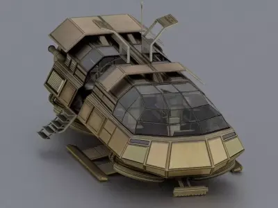 Futuristic Transport Shuttle Rigged  Low-poly 3D model