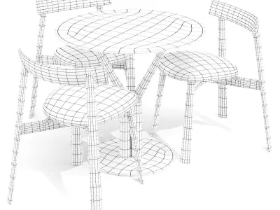 Dining Set Cizeta Gren Table and Remo Chairs Low-poly 3D model