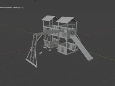 wooden playground model A002 3D model