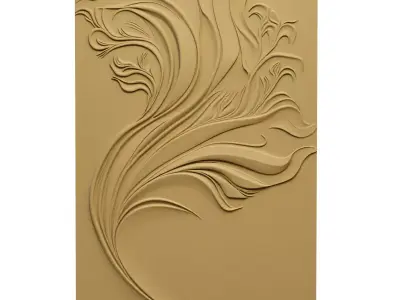 Modern Abstract Floral Wall Decor Set STL Mural CNC 392 3D model