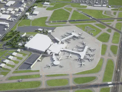 Milwaukee - Mitchell Airport Low-poly 3D model