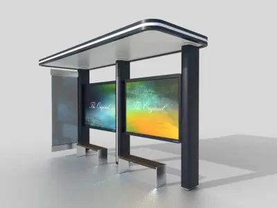 Bus Shelter 02 Low-poly 3D model