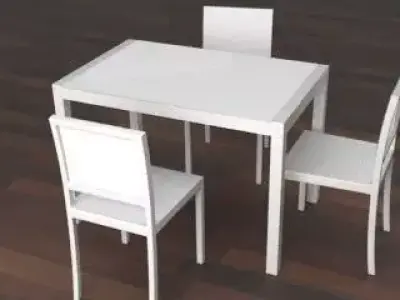 White Kitchen Table  Free 3D model