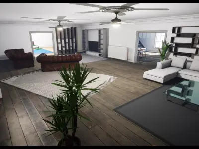 Modular Modern Apartment and Props Low-poly 3D model