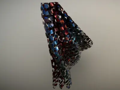 Wave walls futuristic building 3D model