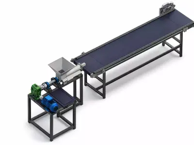Briquette Machine Conveyor System with Hopper Industrial  3D model