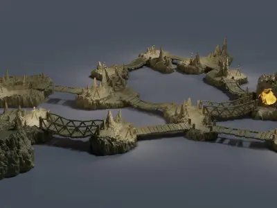 Raised Cavern Pack Tabletop Terrain 28 MM 3D print model