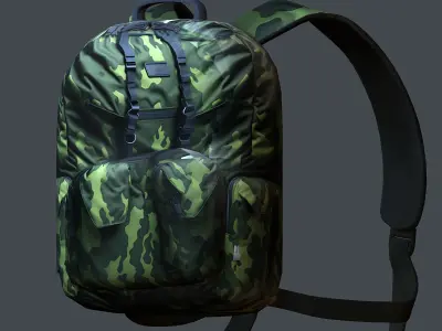 Backpack Camping Generic military human bag storqge baggage Low-poly 3D model