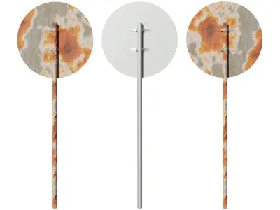 W10-1 Road Signs Rusted Old and Clean versions Low-poly 3D model