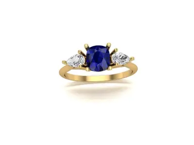 Trilogy of Elegance Cushion-Cut with Pear Shaped Side Stones 3D print model purchase