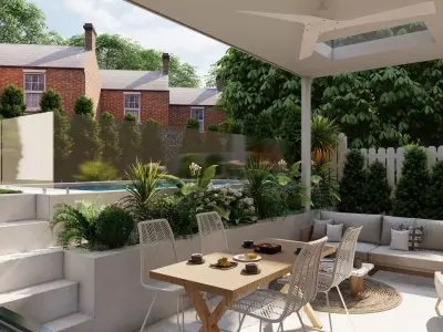 3D Exterior Scene 3D model design garden and landscape 3D 3D model get