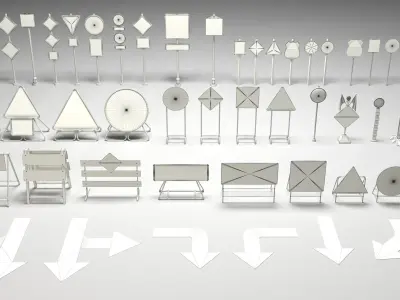 Road Signs - 51 pieces 3D model