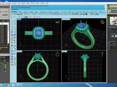 Elegant Round Gold Diamond Ring Set 3D print model
