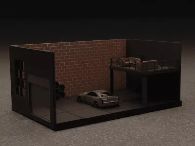 Modular Industrial Garage 1 64 Scale Diorama LED Ready 3D Print 3D print model