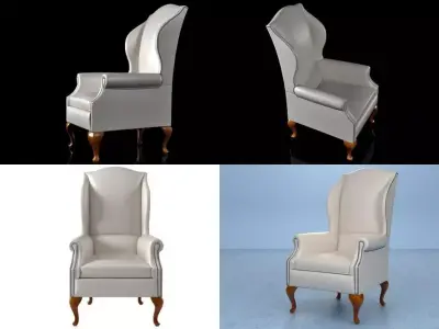 Tall Wing Back Chair 3D model