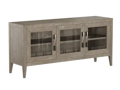 FRENCH CONTEMPORARY GLASS TRIPLE-DOOR MEDIA CONSOLE 3D model