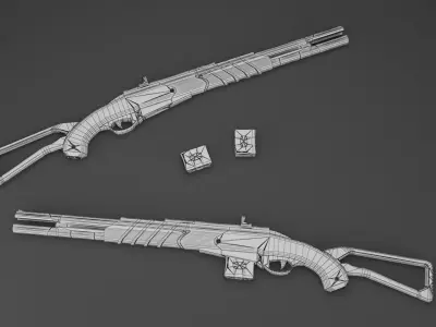 Rigged SciFi Rifle Low-poly 3D model