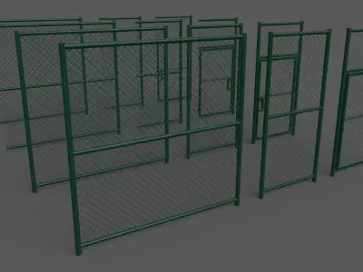 PBR Chain Link Fence For Court C Low-poly 3D model