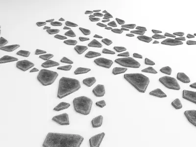 stone pathway 3 types 3D model Low-poly 3D model