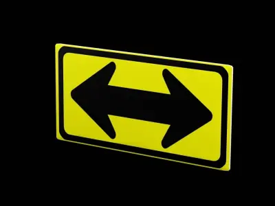 Street Sign Rectangle Double Wide Low-poly 3D model