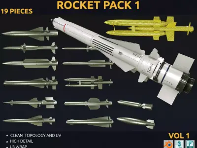 rocket pack - VOL 01 Low-poly 3D model