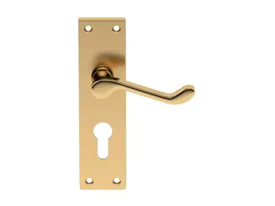 Victorian Scroll Door Handle Brass 3D model