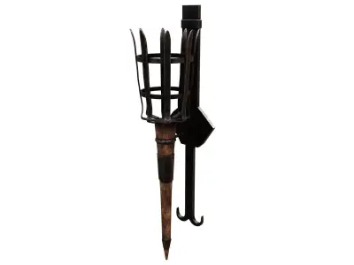 Medieval Torch Low-poly 3D model 15