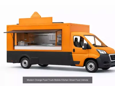 Low Poly Food Truck Pack 7 Vehicles Street Food Set