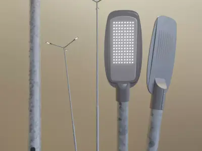 Street Light 2 Galvanized F3 M1 K0 8000mm Low-poly 3D model