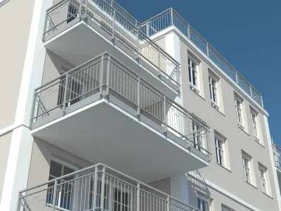 Apartments 1 apartment building with balconies 3D model